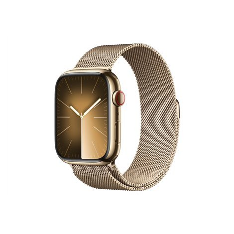 Apple Series 9 (GPS + Cellular) Inteligentny zegarek 4G Stal nierdzewna Złoto 45 mm Odbiornik Apple Pay GPS/GLONASS/Galileo/BeiD